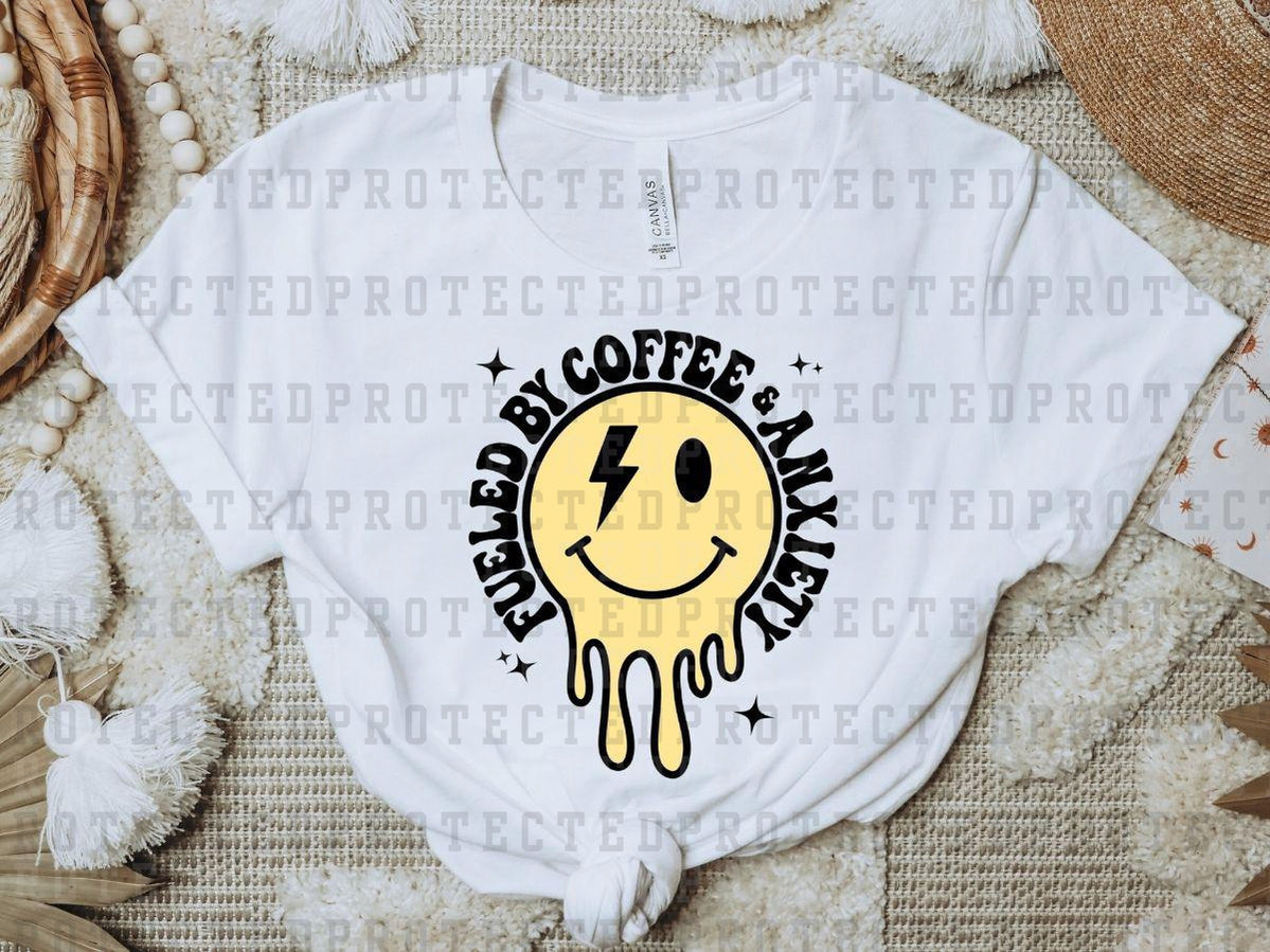 MELTING SMILEY COFFEE/ANXIETY - YELLOW/BLACK - DTF TRANSFER