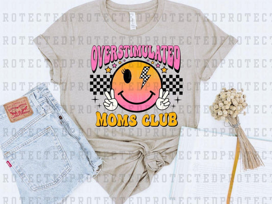 OVERSTIMULATED MOMS CLUB NEON SMILEY - DTF TRANSFER