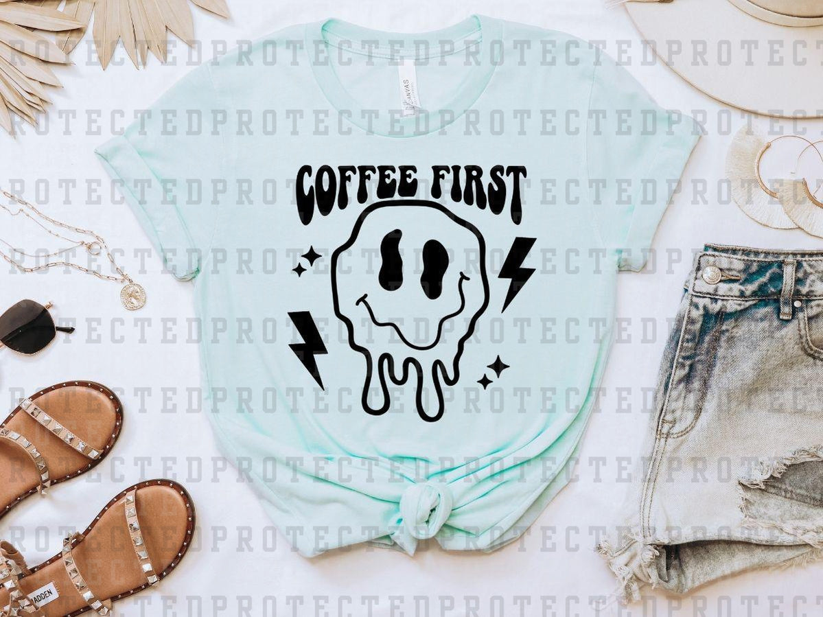 COFFEE FIRST MELTING SMILEY *SINGLE COLOR* - DTF TRANSFER