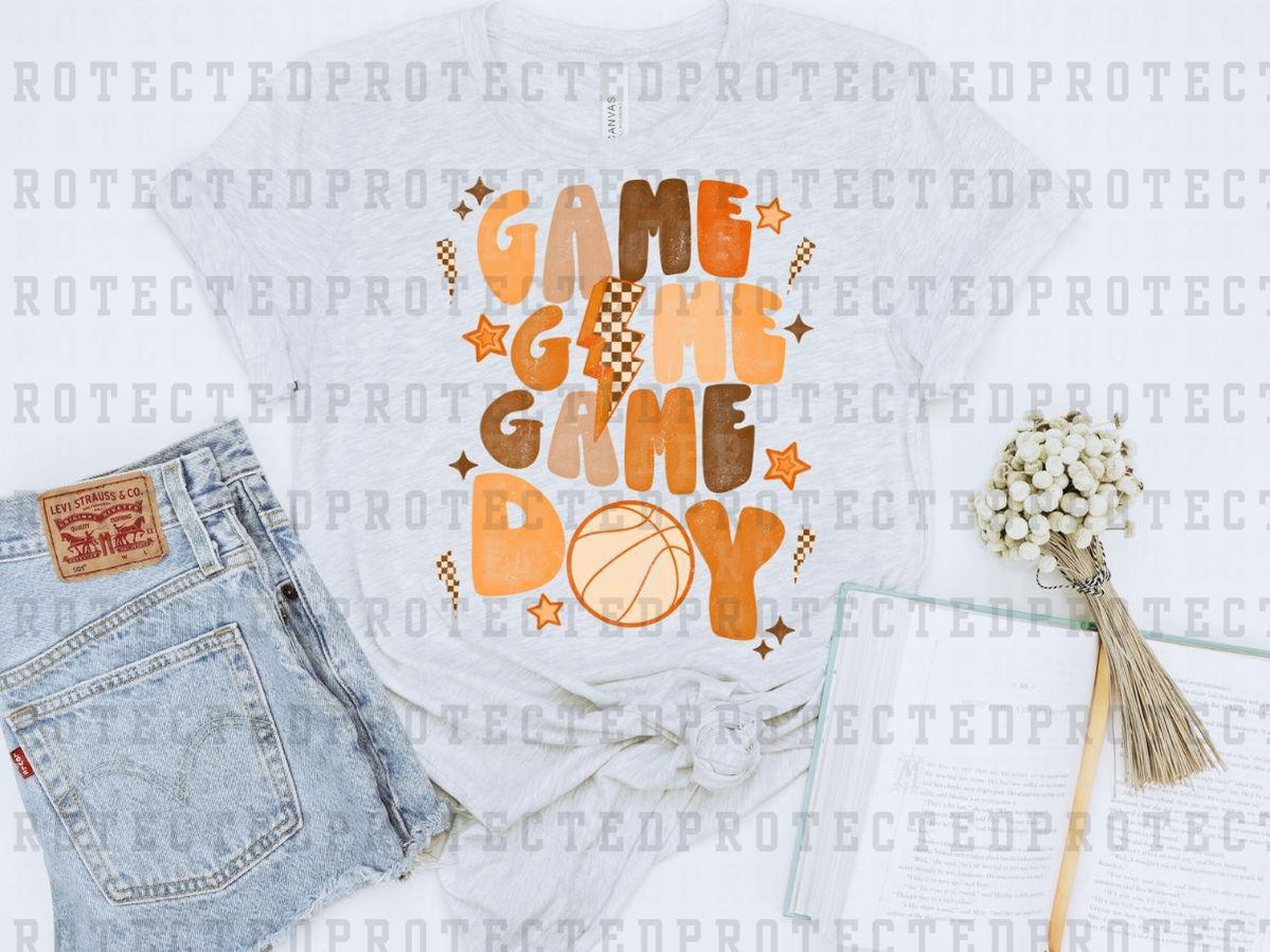 GAME DAY - ORANGE DISTRESSED - BASKETBALL - DTF TRANSFER