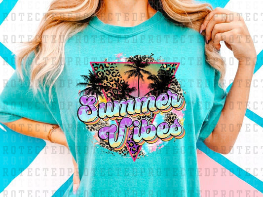 SUMMER VIBES NEON PALM TREES - DTF TRANSFER