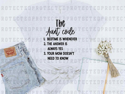 THE AUNT CODE *SINGLE COLOR* - DTF TRANSFER