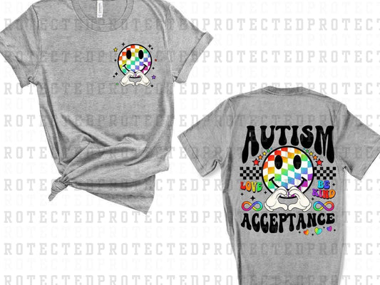 AUTISM ACCEPTANCE CHECK SMILEY (FRONT/BACK)- DTF TRANSFER