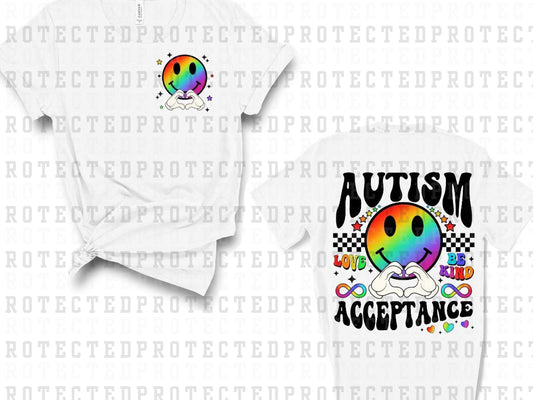 AUTISM ACCEPTANCE BRIGHT SMILEY (FRONT/BACK)- DTF TRANSFER