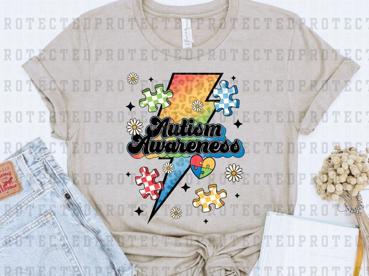 AUTISM AWARENESS LIGHTNING BOLT - DTF TRANSFER