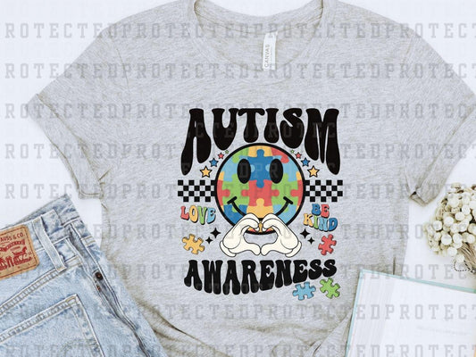 AUTISM AWARENESS PUZZLE PIECE SMILEY - DTF TRANSFER