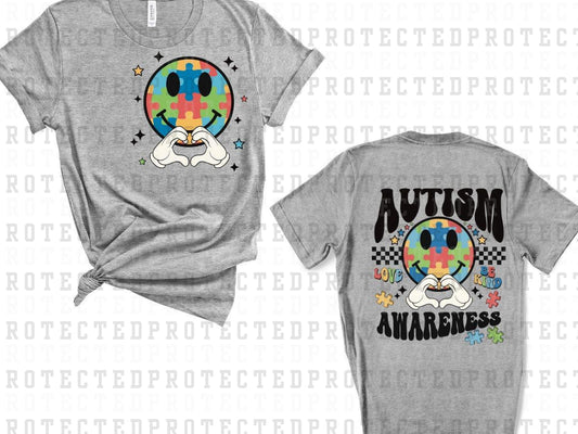 AUTISM AWARENESS PUZZLE PIECE SMILEY (FRONT/BACK)- DTF TRANSFER