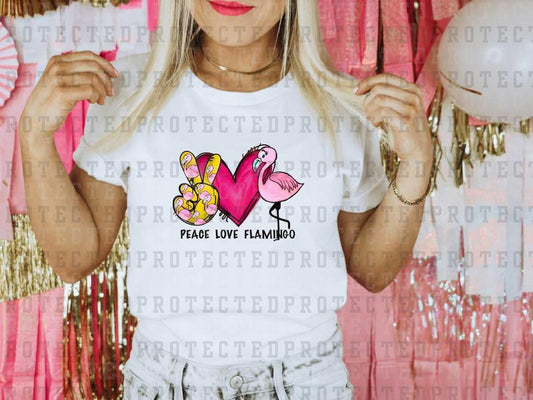 PEACE LOVE FLAMINGO - DTF TRANSFER