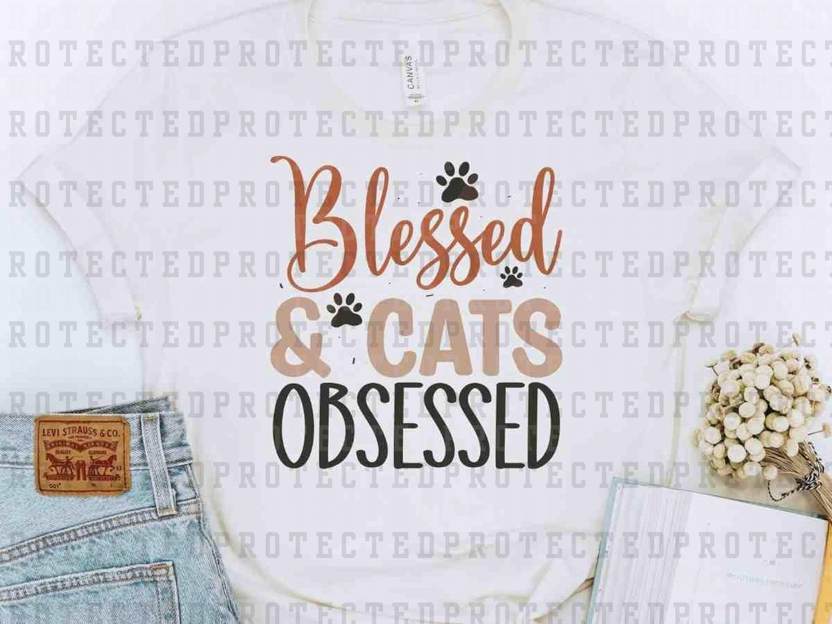 BLESSED AND CAT OBSESSED - DTF TRANSFER