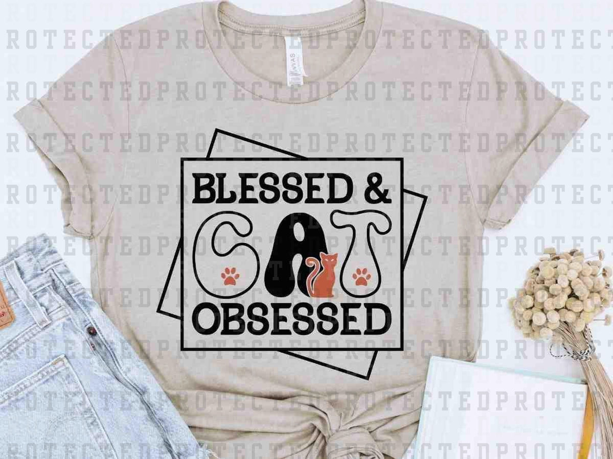 BLESSED & CAT OBSESSED - DTF TRANSFER
