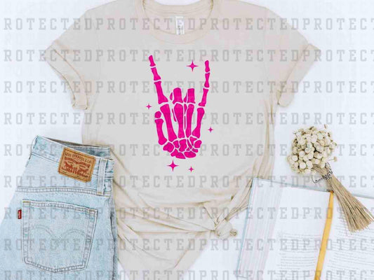 PINK ROCKER SKELETON HAND - DTF TRANSFER