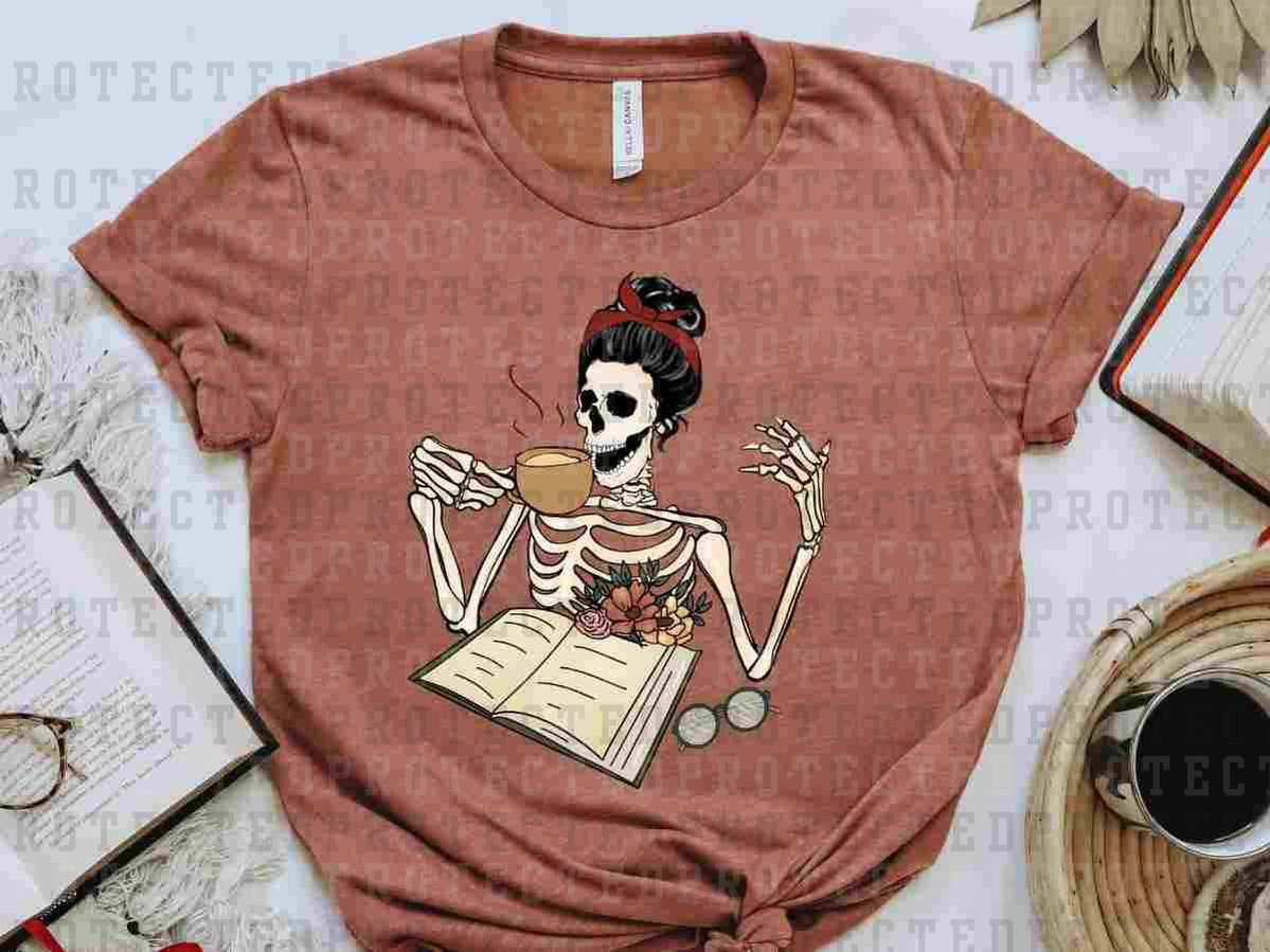 SKELETON COFFEE AND BOOKS - DTF TRANSFER