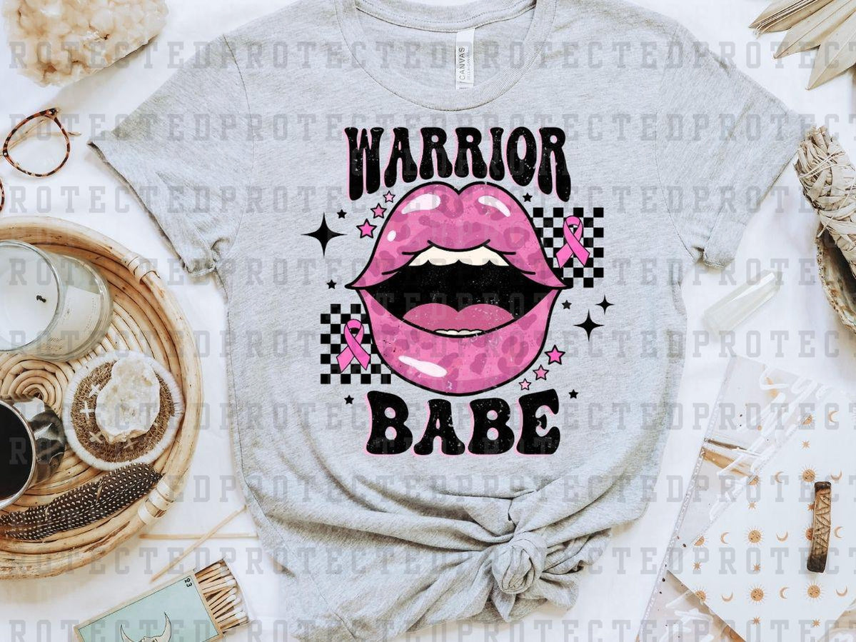 WARROR BABE LIPS PINK RIBBON - DISTRESSED - DTF TRANSFER