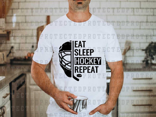 EAT SLEEP HOCKEY REPEAT *SINGLE COLOR* - DTF TRANSFER