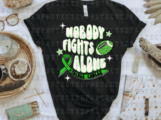 NOBODY FIGHTS ALONE - GREEN RIBBON - FOOTBALL - WHITE - DTF TRANSFER