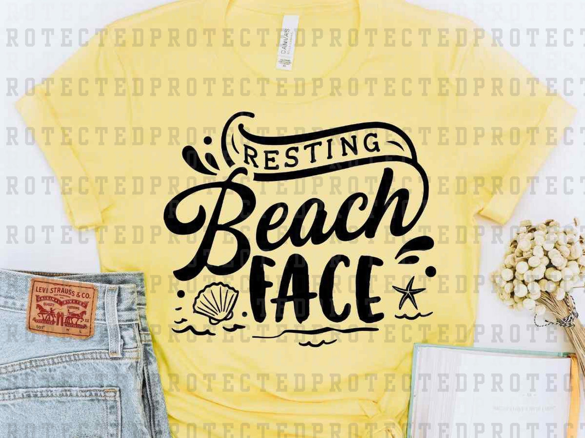 RESTING BEACH FACE *SINGLE COLOR* - DTF TRANSFER