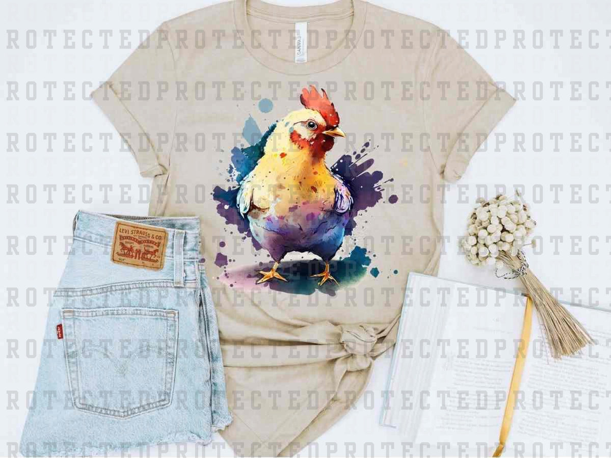 WATERCOLOR CHICKEN - DTF TRANSFER