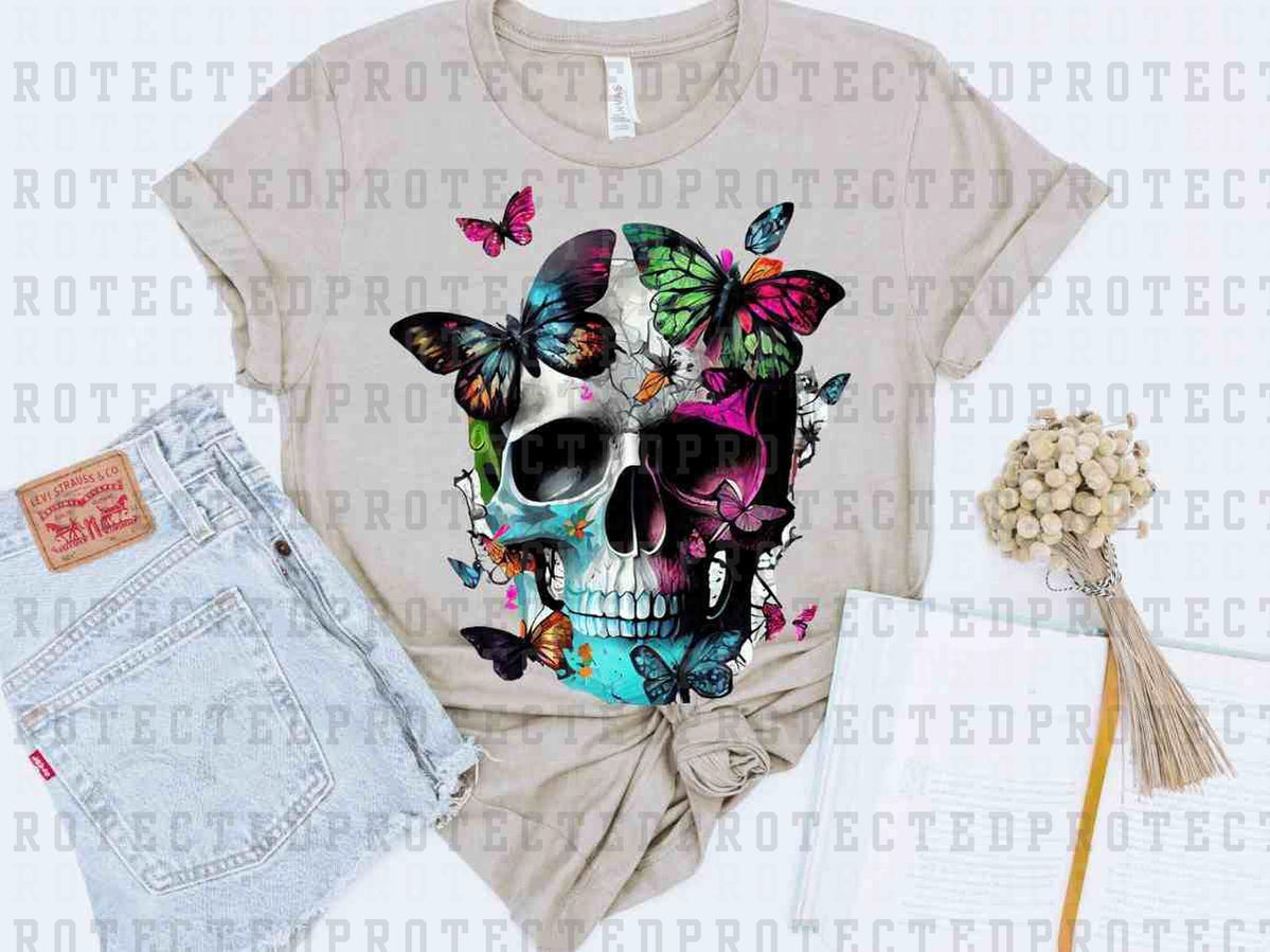 SKULL BUTTERFLIES PINK/TEAL - DTF TRANSFER