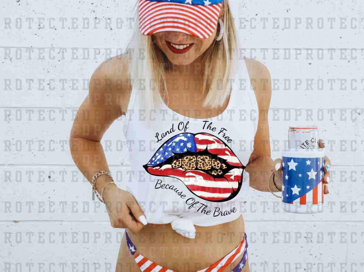 LAND OF THE FREE FLAG LIPS LEOPARD - DTF TRANSFER