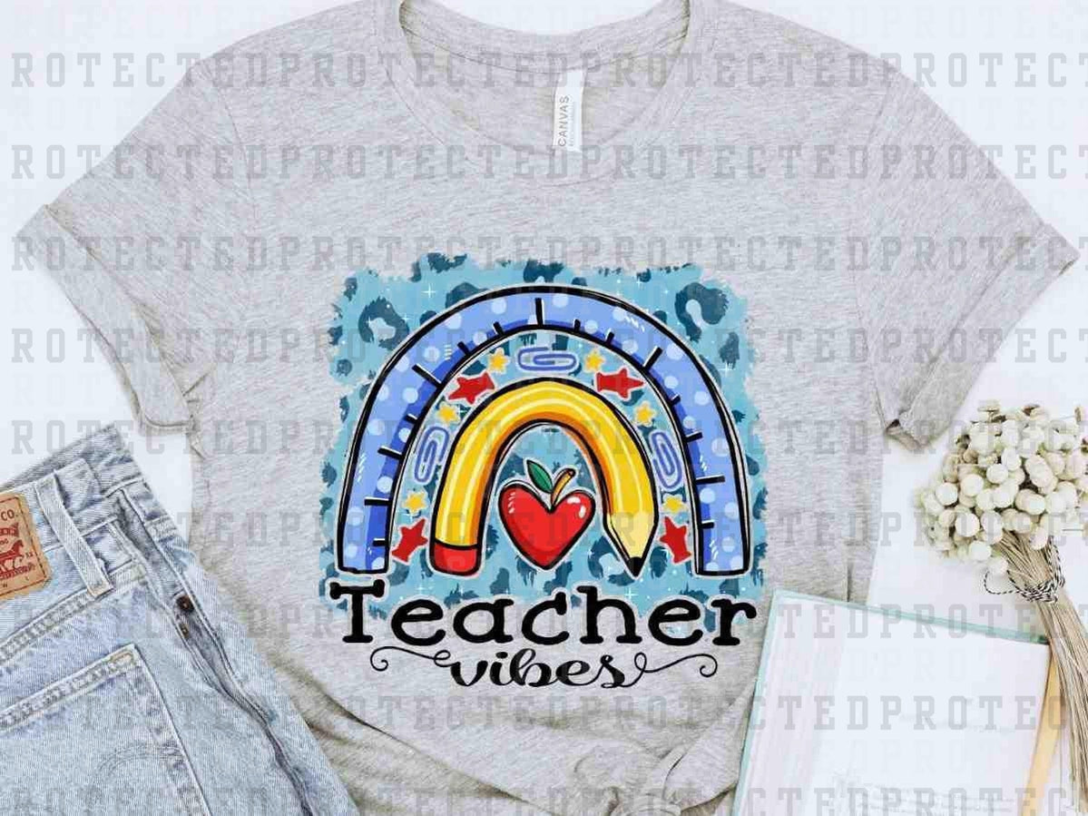 TEACHER VIBES RAINBOW PENCIL - DTF TRANSFER