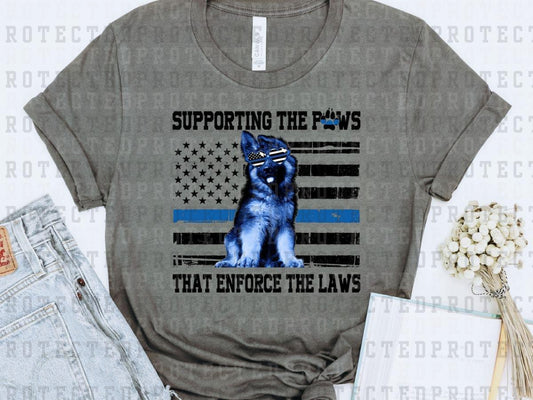 SUPPORTING THE PAWS BLUE LINE - DTF TRANSFER