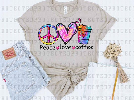 PEACE LOVE NEON COFFEE - DTF TRANSFER