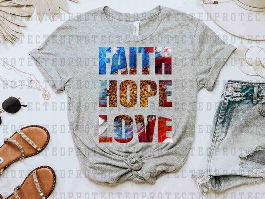 FAITH HOPE LOVE LEOPARD FLAG - DTF TRANSFER