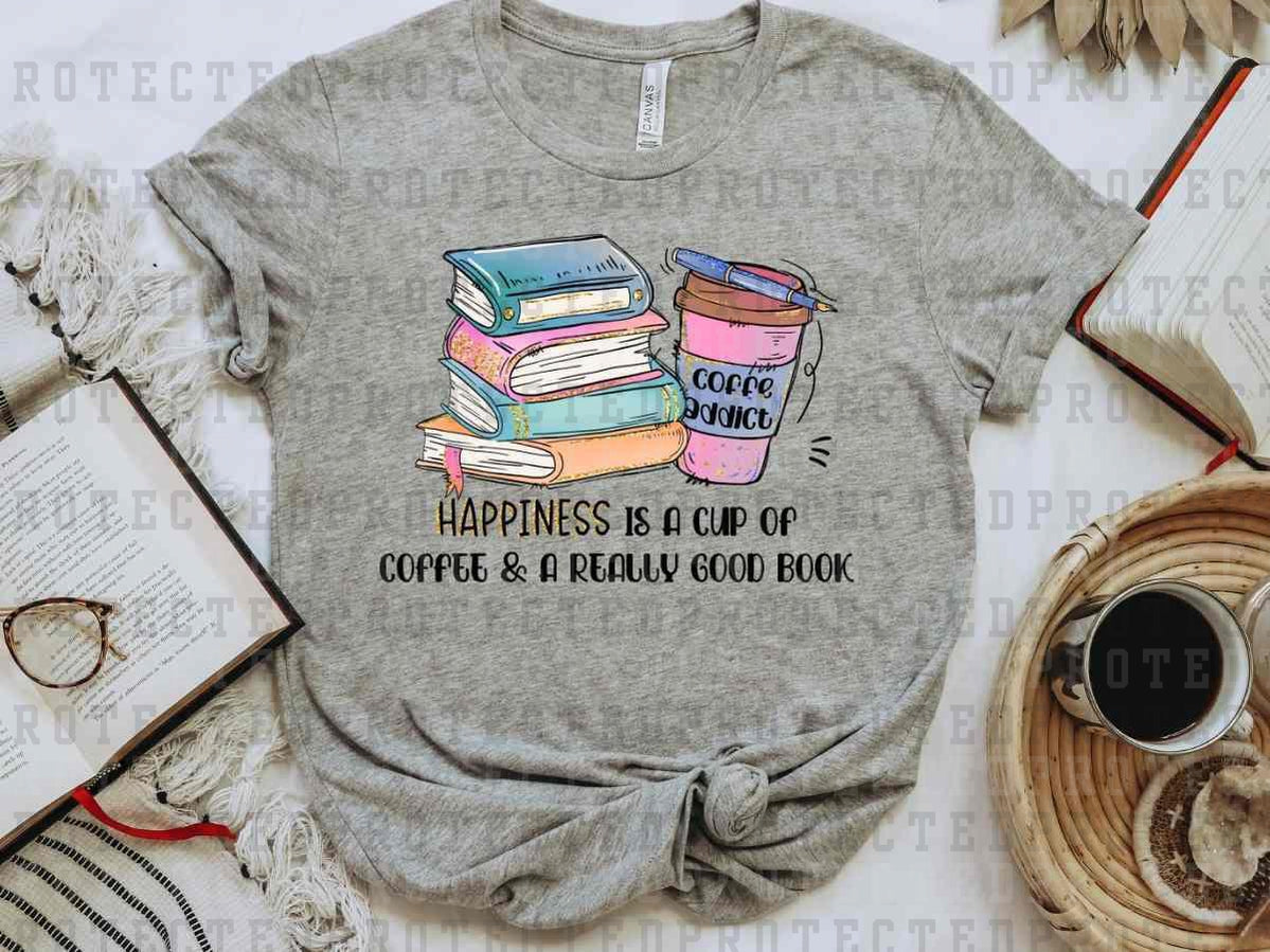 HAPPINESS IS... COFFEE & BOOK - DTF TRANSFER