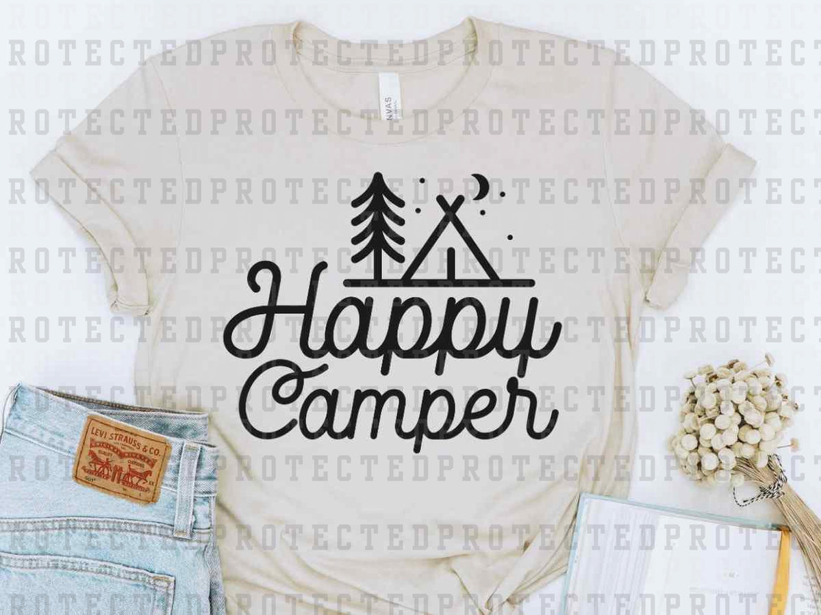 HAPPY CAMPER *SINGLE COLOR* - DTF TRANSFER