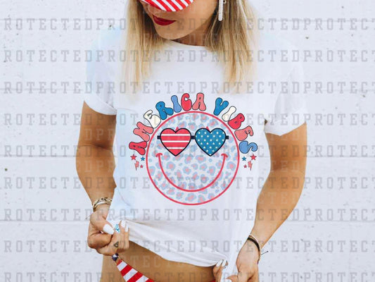 AMERICA VIBES HEART GLASSES SMILEY - DTF TRANSFER